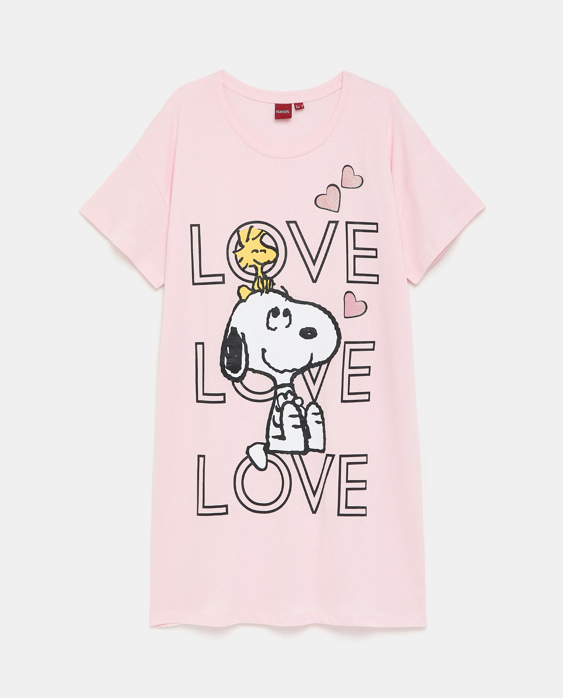 Camicia da notte stampa Snoopy in puro cotone donna