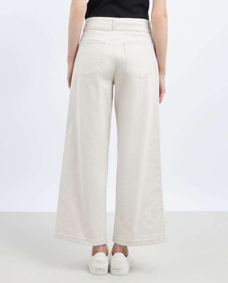 Pantaloni in denim di cotone stretch wide legdouble bordered 1 cotone