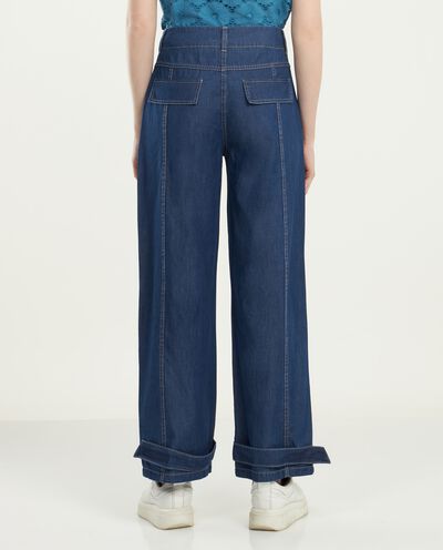 Jeans in puro cotone wide leg donna detail 1