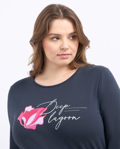 T-shirt curvy a maniche lunghe in cotone donna detail 2