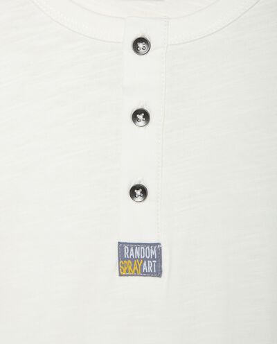 Maglietta tinta unita con bottoni in puro cotone ragazzo detail 1