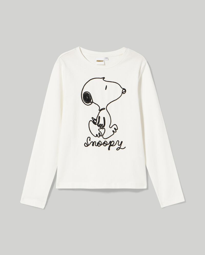 T-shirt con ricamo Snoopy ragazza single tile 0 cotone
