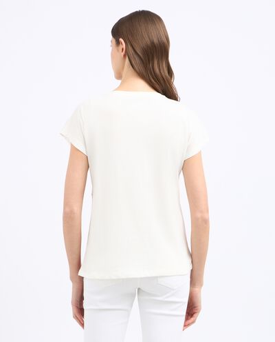 T-shirt floreale in puro cotone donna detail 1