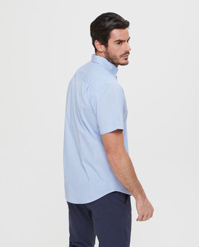 Camicia slim fit manica corta quadri azzurri detail 1