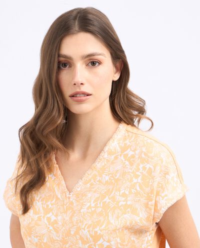 T-shirt in misto lino con stampa donna detail 2