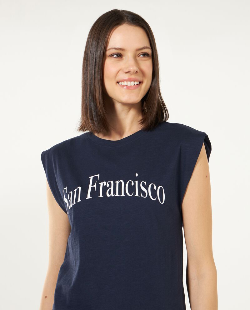 T-shirt smanicata con stampa donnadouble bordered 2 cotone