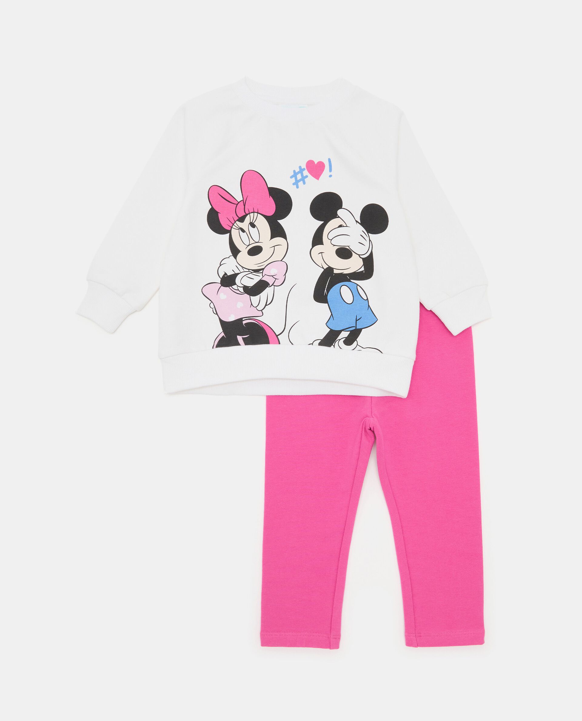 Set jogging felpa e leggings Minnie in cotone elasticizzato neonata