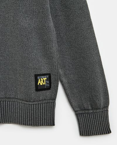 Pullover in tricot effetto maltinto in misto cotone ragazzo detail 1