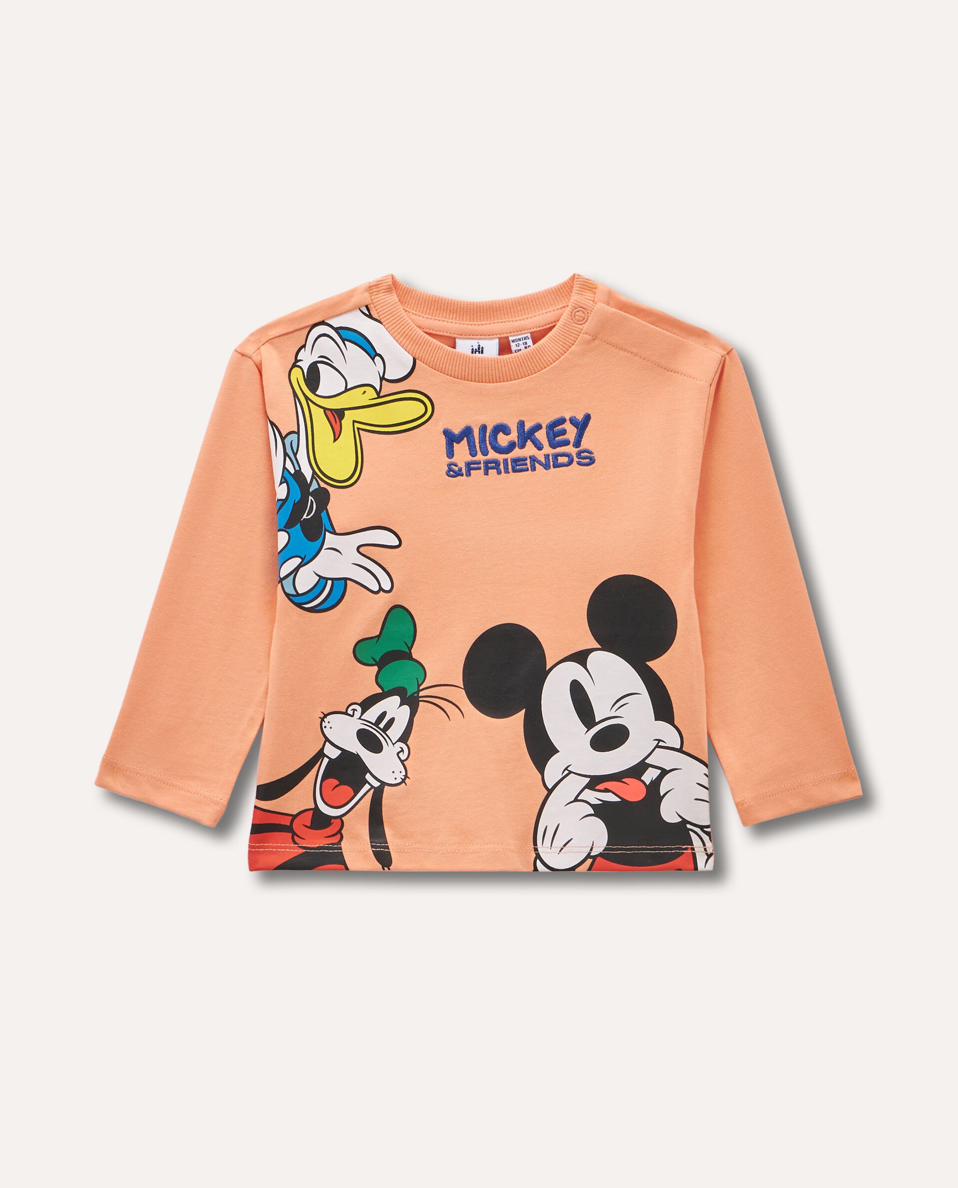 T-shirt Disney a maniche lunghe in puro cotone neonato