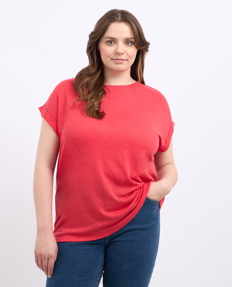 T-shirt in misto lino donna curvy cover