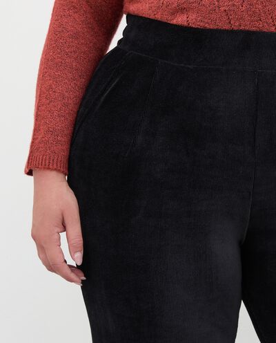 Pantaloni curvy elasticizzati in costina donna detail 2