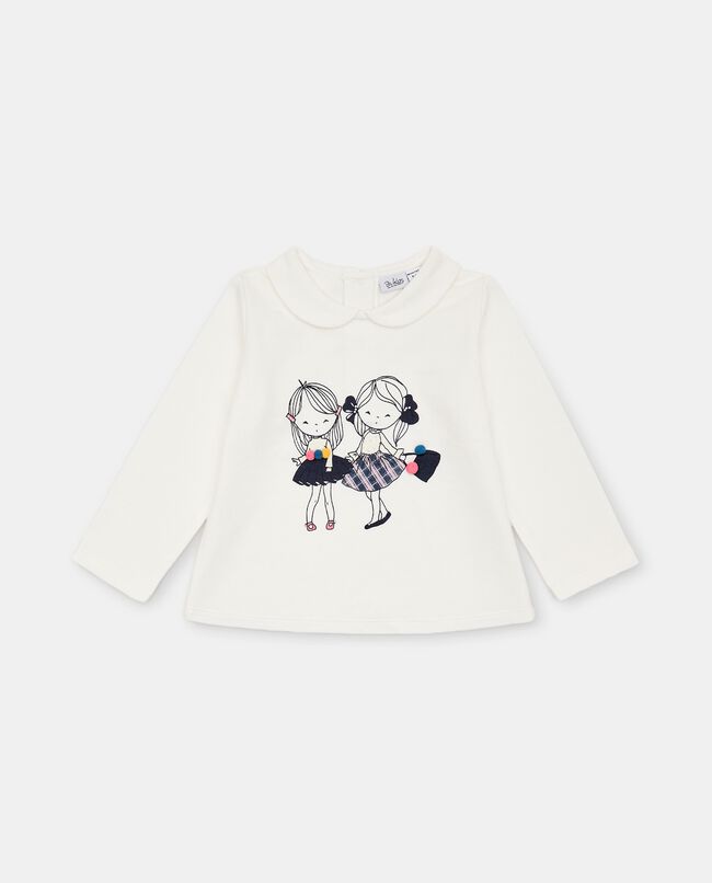 T-shirt in cotone stretch con stampa neonata carousel 0
