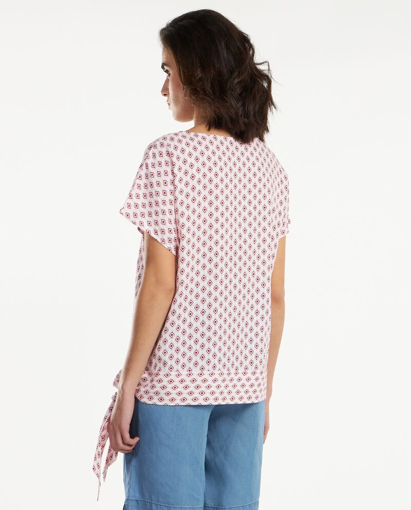 T-shirt in misto lino con nodo donna single tile 1 lino