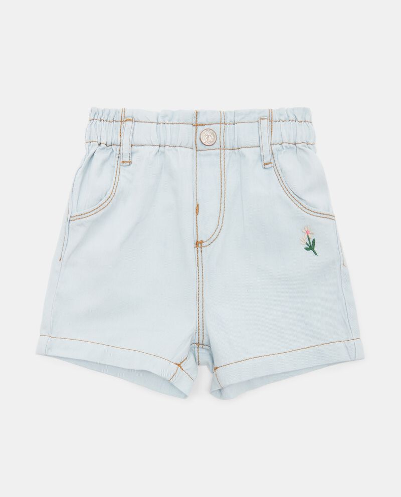 Shorts in denim con ricamo neonata cover