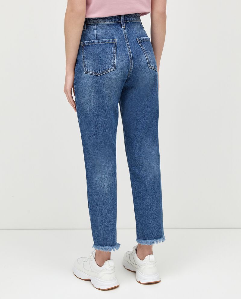 Jeans mom fit con strappi in puro cotone donna single tile 1 
