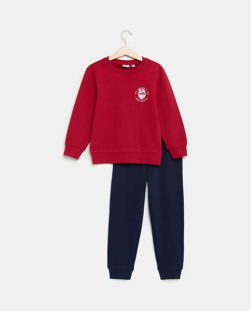 Set jogging felpa e pantalone bicolore in puro cotone bambino cover