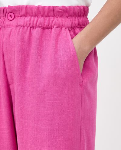 Pantaloni a palazzo con vita paperbag in misto lino donna detail 2
