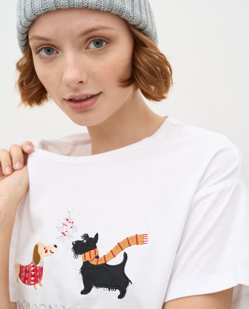 T-shirt con cani applicati in puro cotone donna single tile 2 