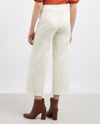 Pantaloni in cotone stretch wide leg donna detail 1