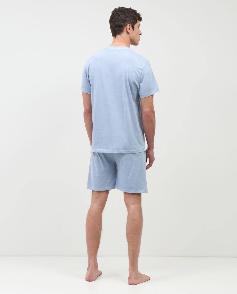 Set pigiama corto in puro cotone tinta unita uomo single tile 1 