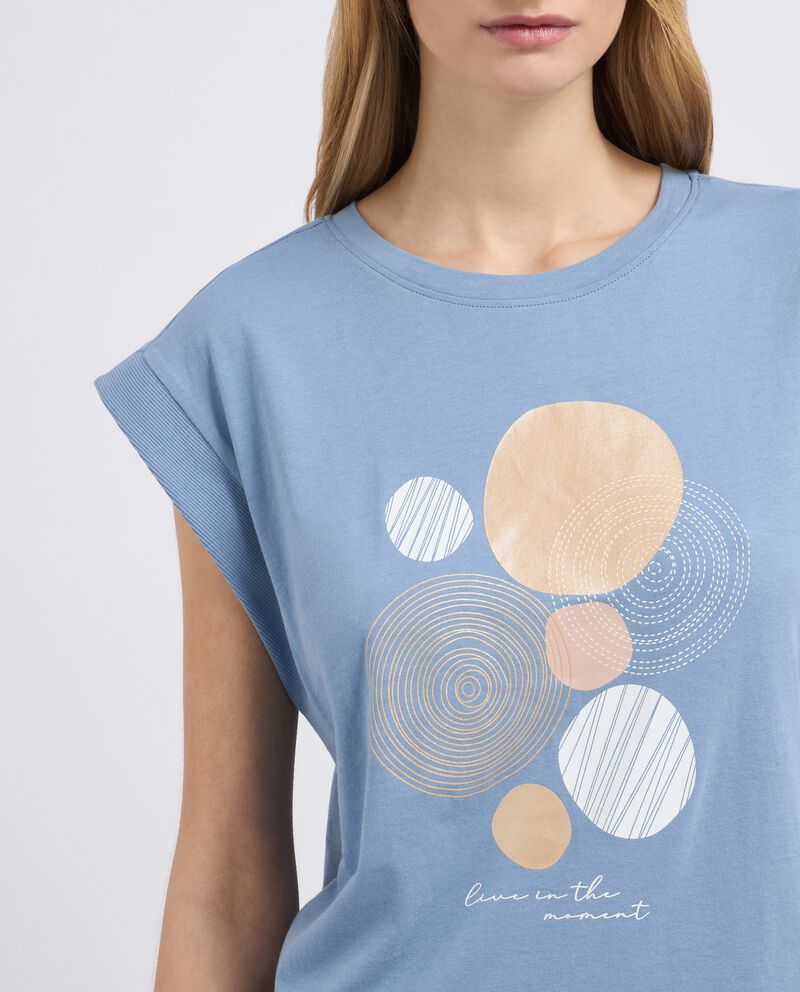 T-shirt in puro cotone con stampa donna single tile 2 