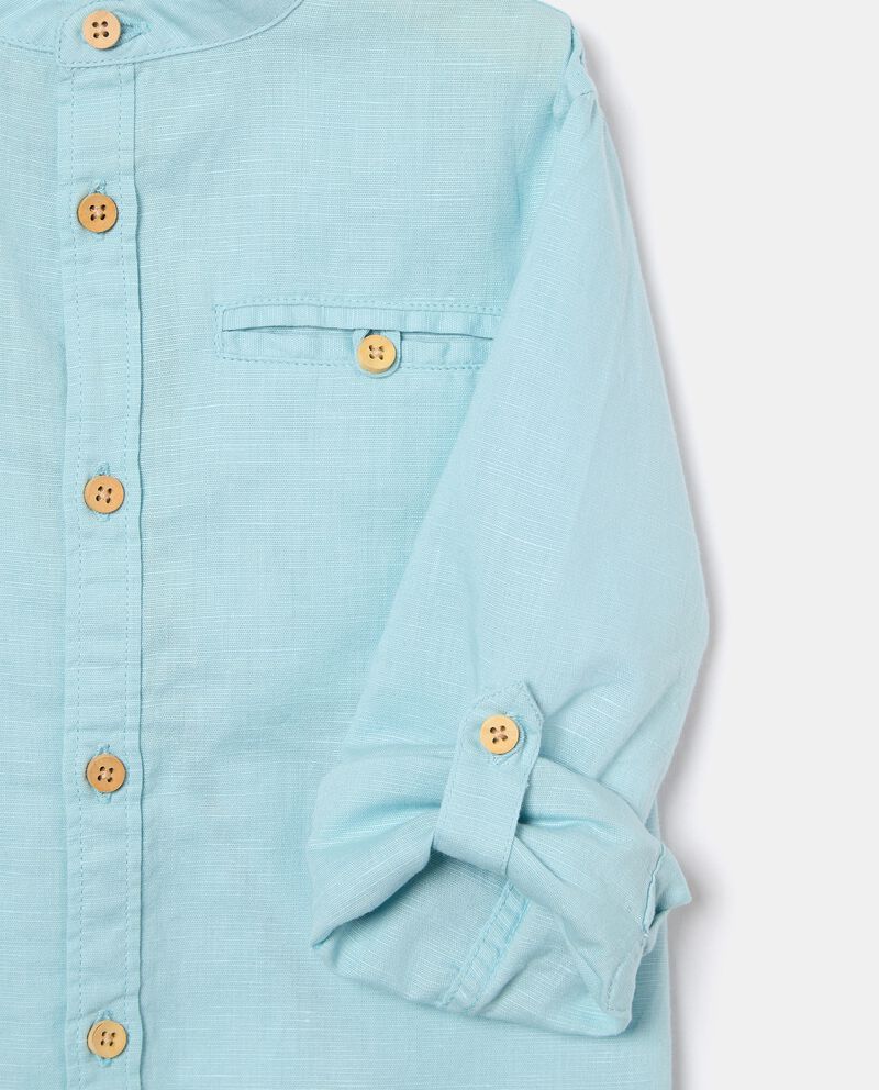 Camicia in misto lino con colletto alla coreana bambino single tile 1 