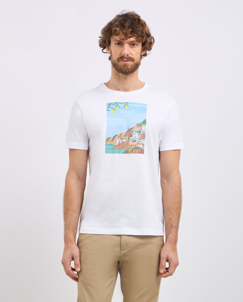 T-shirt girocollo in puro cotone con stampa uomodouble bordered 0 cotone