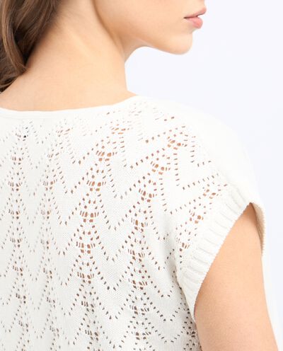 T-shirt in misto lino con inserti tricot donna detail 2