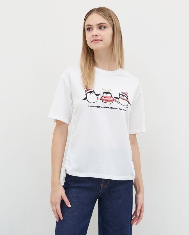 T-shirt in puro cotone con ricami donna carousel 0