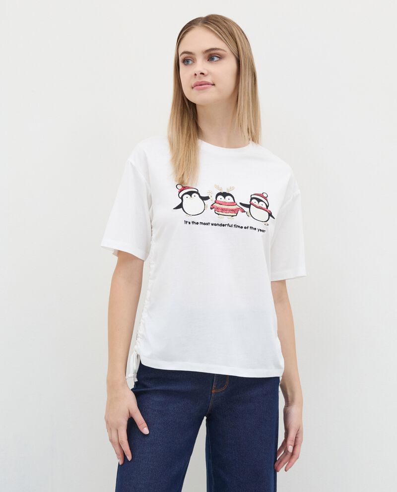 T-shirt in puro cotone con ricami donna single tile 0 null