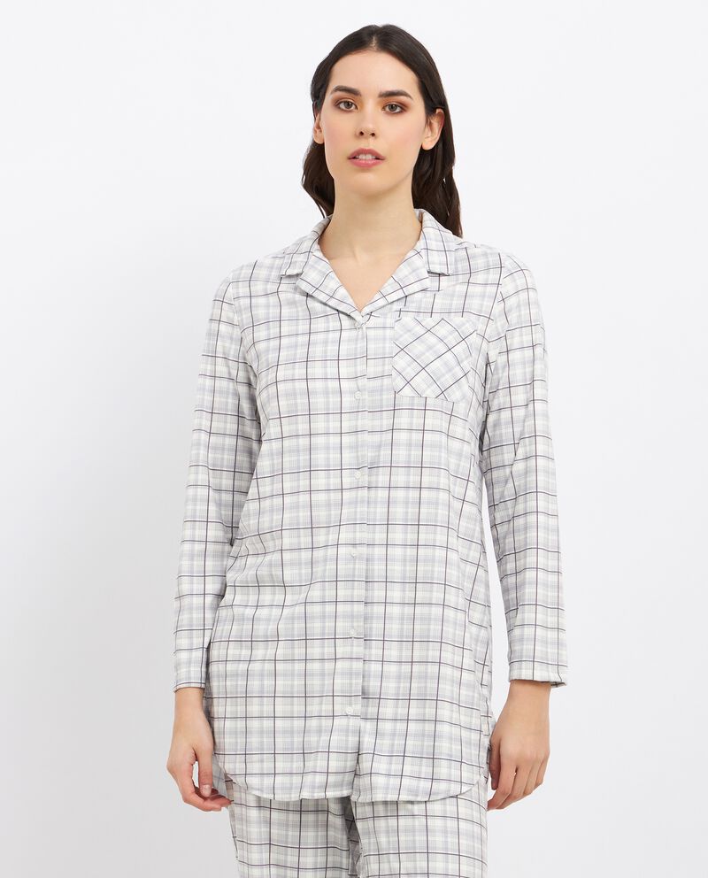 Top pigiama a maniche lunghe a quadri donna single tile 0 