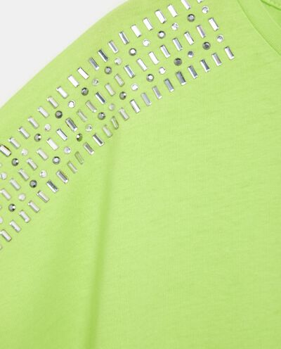 T-shirt con borchie in puro cotone donna detail 1
