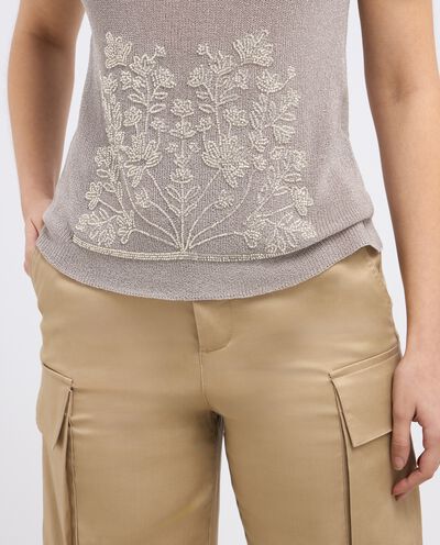 T-shirt in maglia di pura viscosa con applicazioni donna detail 2