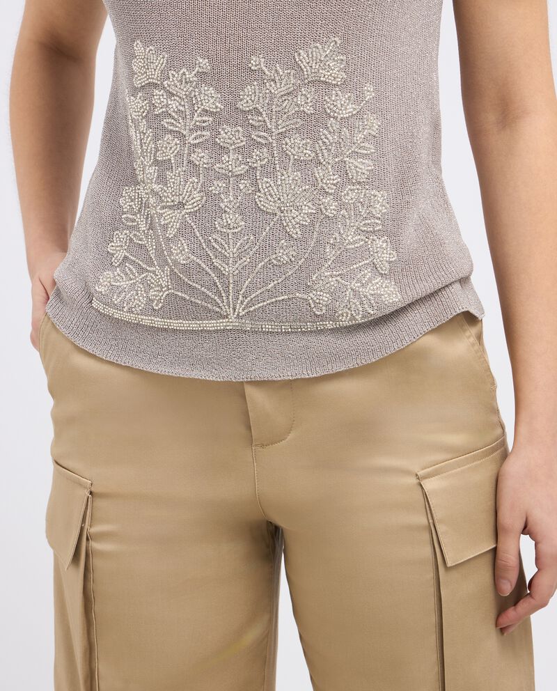 T-shirt in maglia di pura viscosa con applicazioni donna single tile 2 
