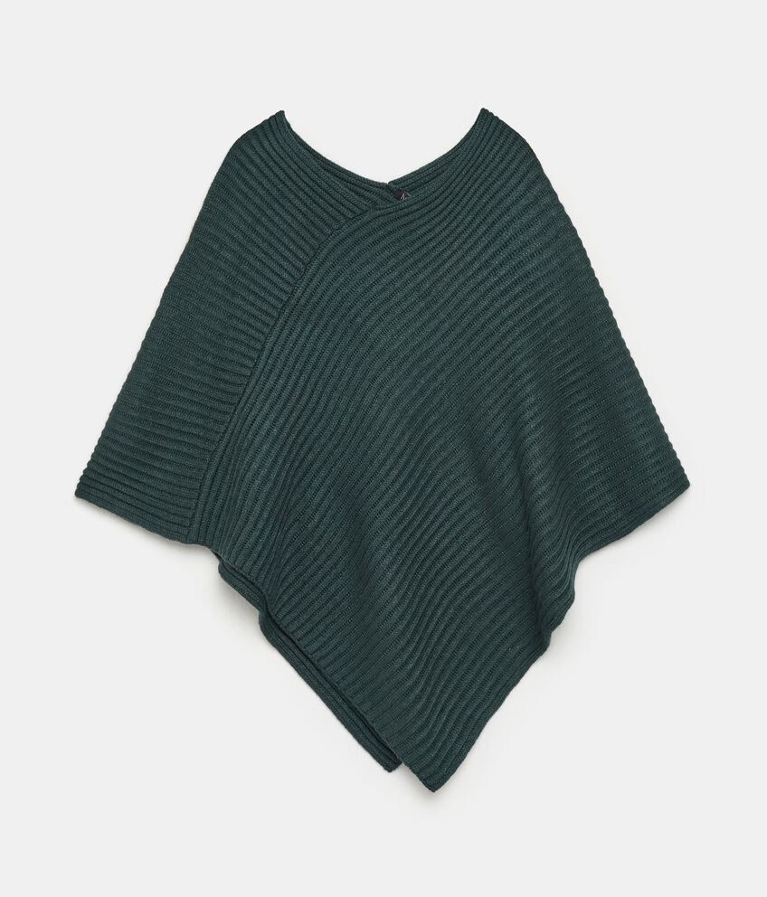 Poncho in maglia con lavorazione a coste donna double 1 