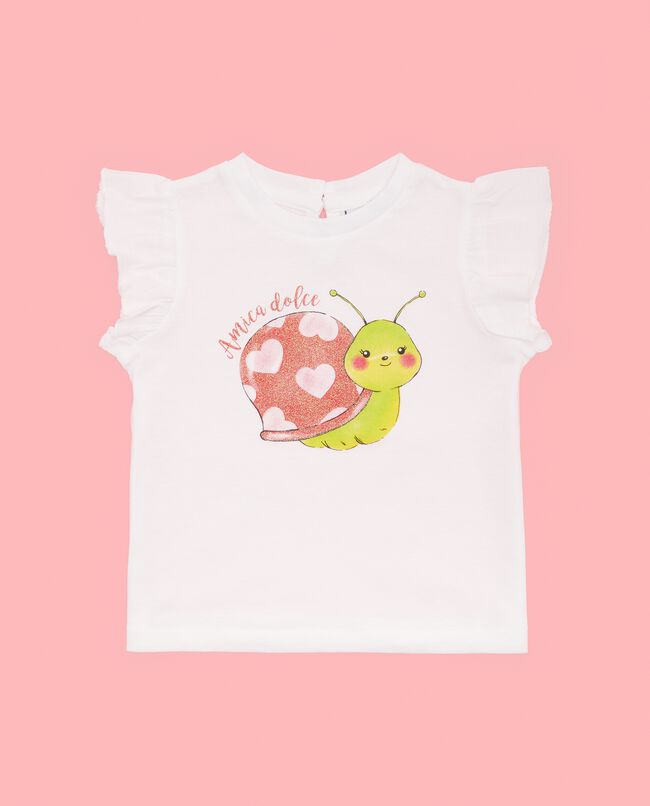T-shirt in puro cotone con volant neonata carousel 0