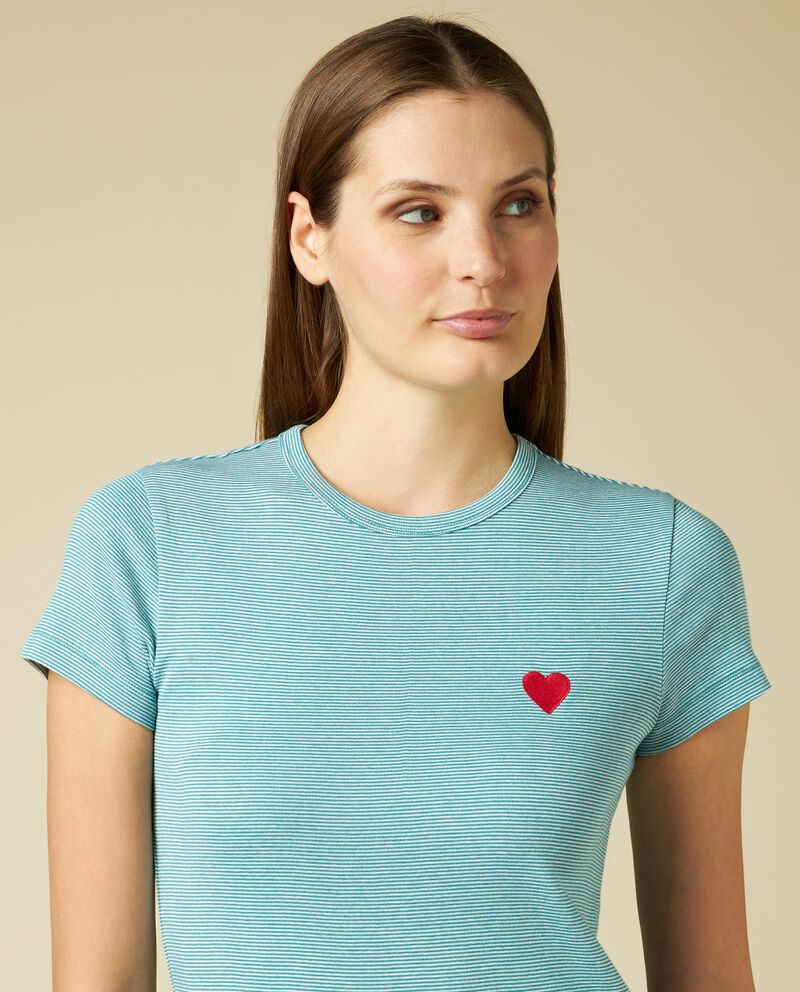 T-shirt a righe con patch donna single tile 2 