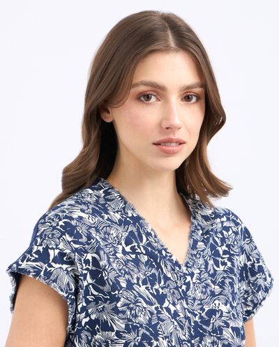 T-shirt in misto lino con stampa donna detail 2
