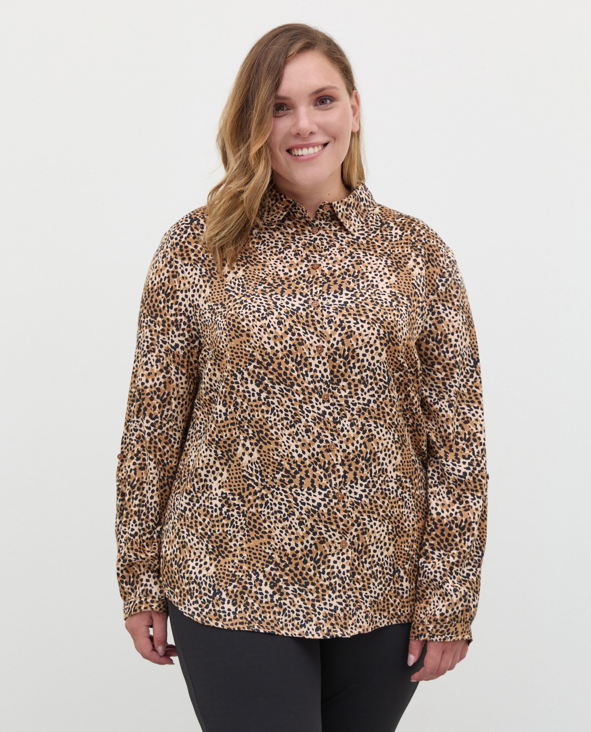 Camicia curvy leopardata donna