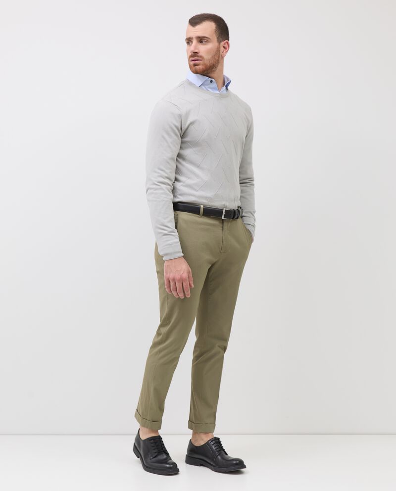 Pantaloni chino in cotone elasticizzato con vita regolabile uomo single tile 0 