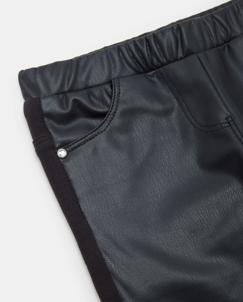 Pantaloni in ecopelle misto cotone neonata single tile 1 