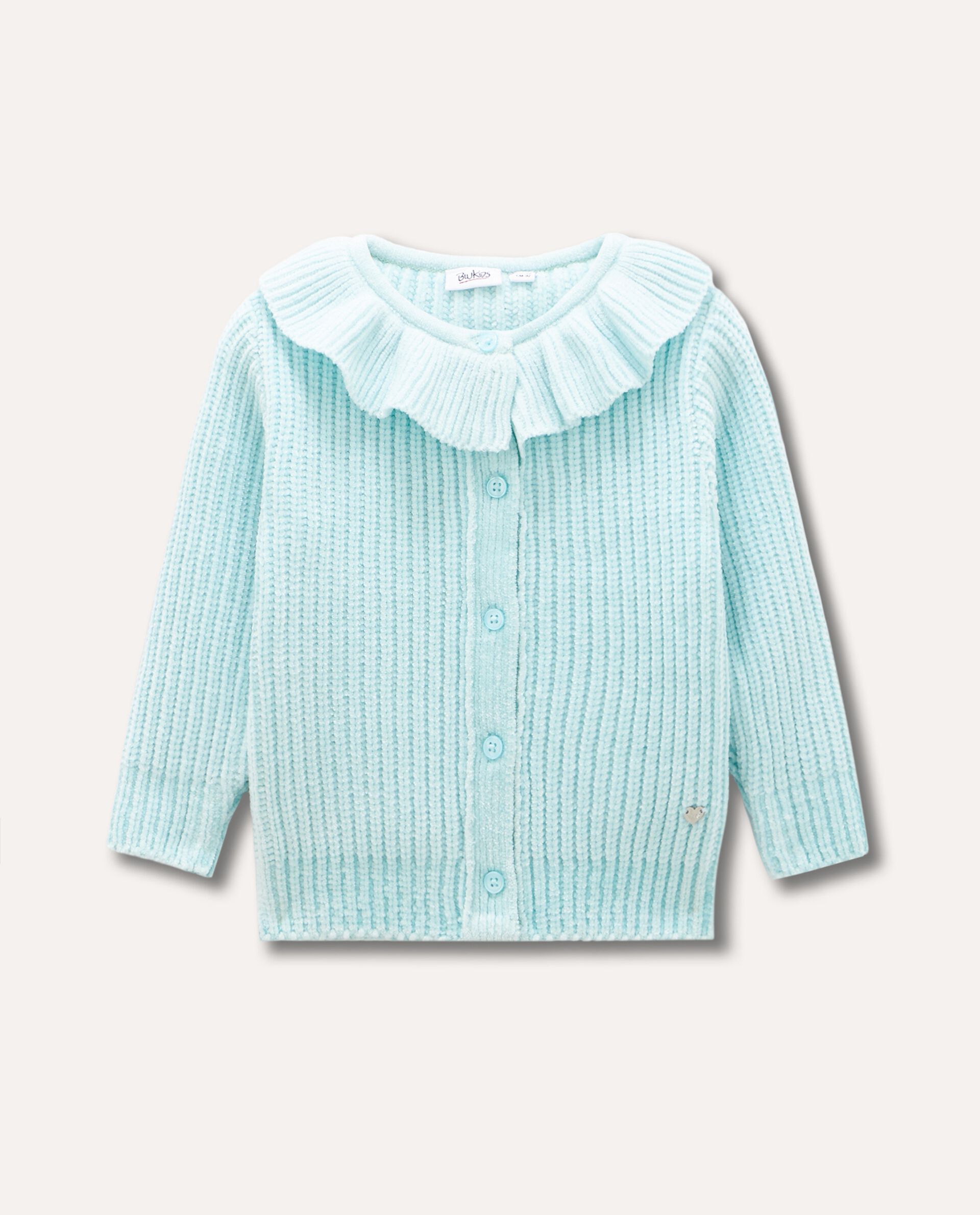 Cardigan in ciniglia tricot con rouches neonata