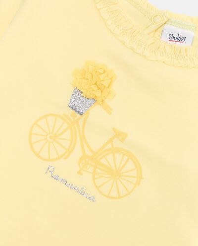 T-shirt con stampa e bordi arricciati in cotone elasticizzato neonata detail 1