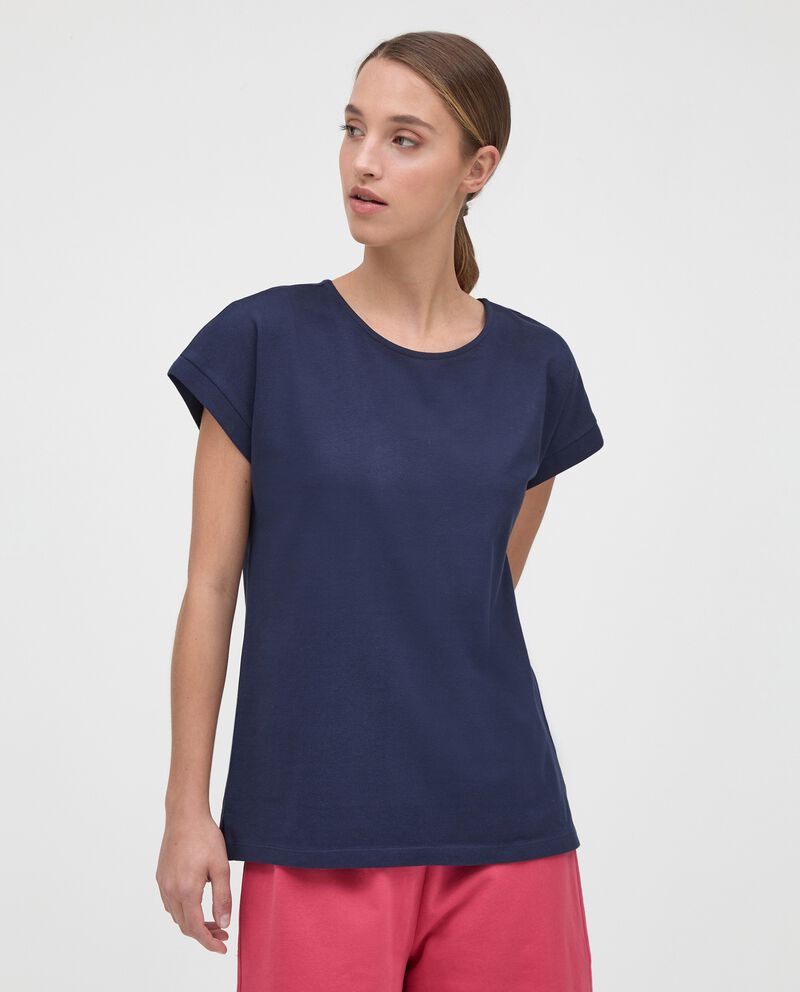 T-shirt con scollo sulla schiena e fiocco in puro cotone donna single tile 0 