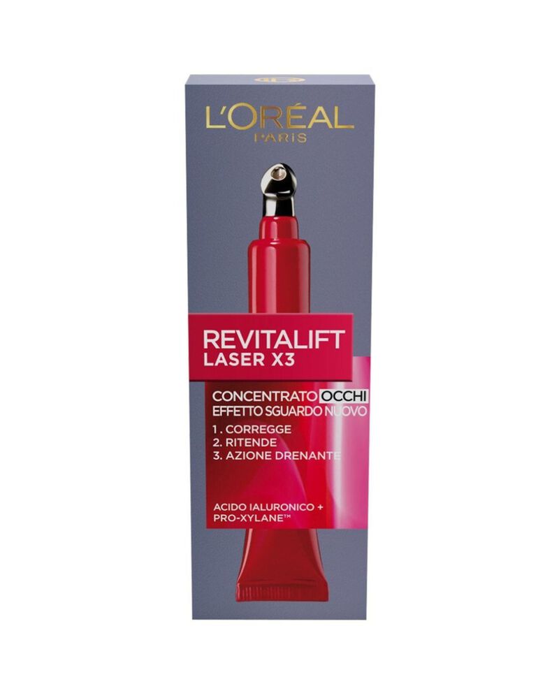L'Oréal Paris Contorno Occhi Revitalift Laser X3, Azione Antirughe Anti-Età con Acido Ialuronico e Pro-Xylane, 15 ml.double bordered 1 