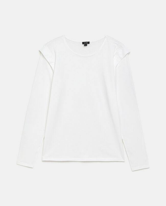 T-shirt in puro cotone a manica lunga con alette donna carousel 0