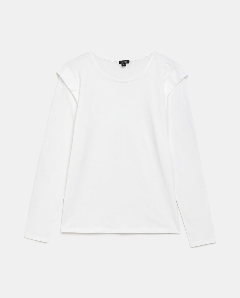 T-shirt in puro cotone a manica lunga con alette donna single tile 0 