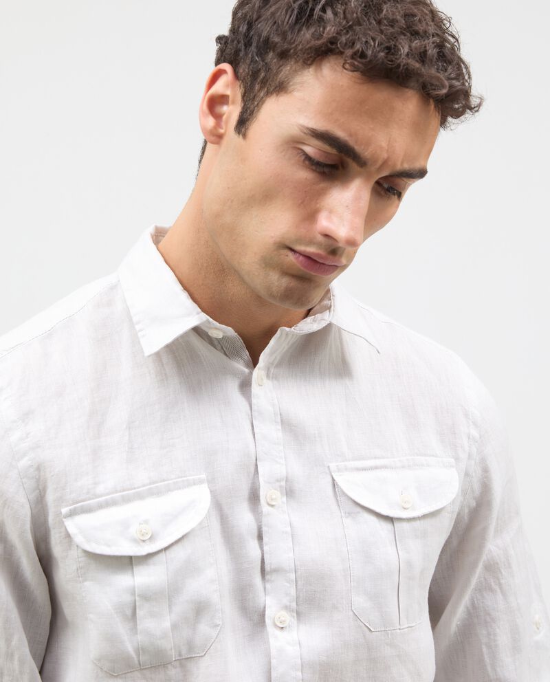 Camicia in lino con taschini uomo single tile 2 