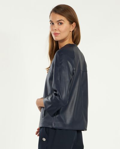Giacca donna in eco pelle full zip detail 1