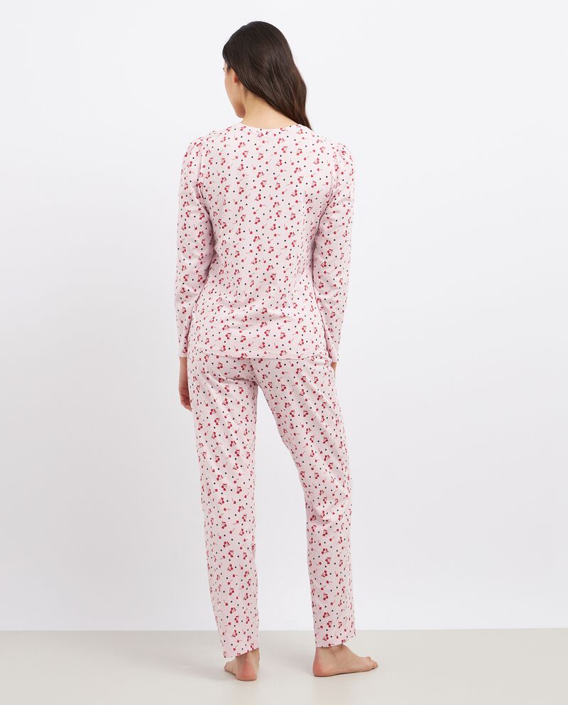 Set pigiama lungo in puro cotone stampato donnadouble bordered 1 cotone